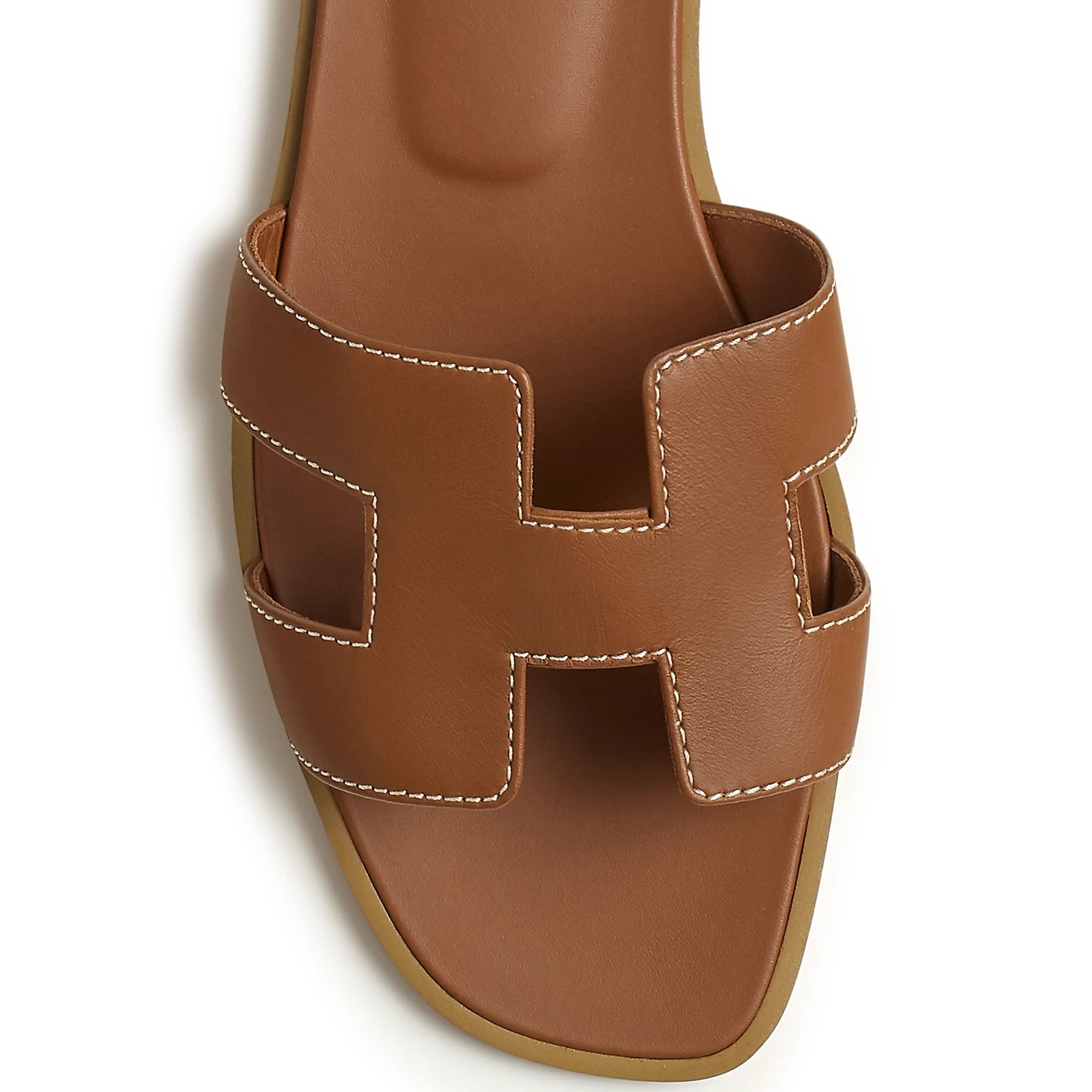 Top view of Hermès Paris Oran Gold Sandal